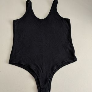 Basic Black Tank Style Bodysuit Top Businesscasual Cosplay Costume Dark Academia